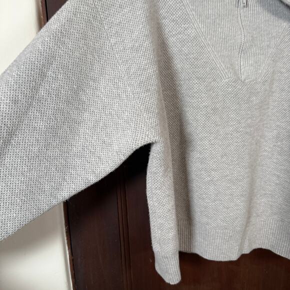 LUNYA |  Cottonsilk Collared Half Zip Sweater in Heather Gray | Large - Picture 6 of 10